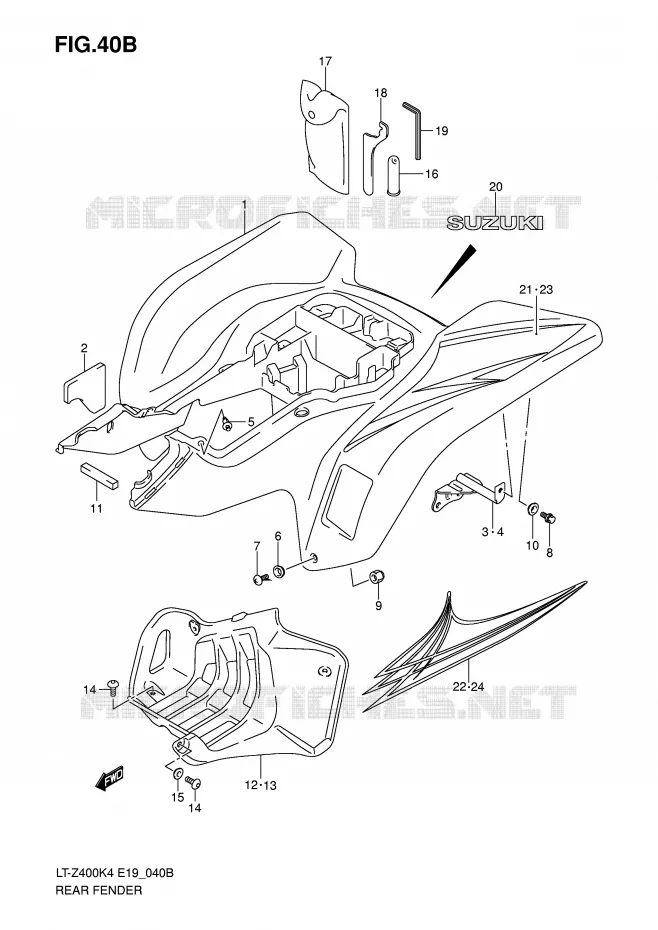 ACHTERSPATBORD (MODEL K7) Suzuki QUAD 400 QUADSPORT 2007  LT-Z400K7(E19)