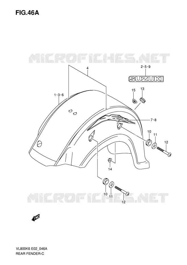 ACHTERSPATBORD (MODEL K8) Suzuki MOTO 800 VOLUSIA 2010  VL800CL0(E2)