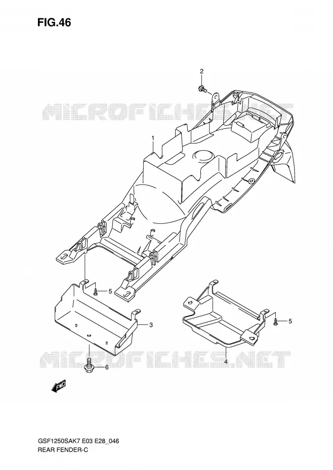 ACHTERSPATBORD Suzuki MOTO 1250 BANDIT-S 2007  GSF1250SAK7(E3/E28)