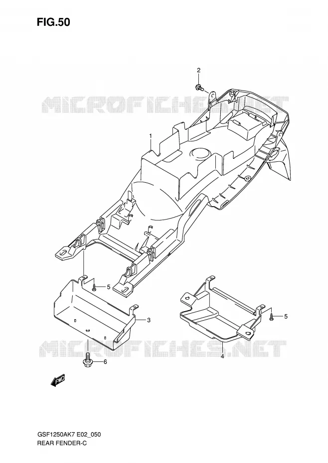 ACHTERSPATBORD Suzuki MOTO 1250 BANDIT-S 2010  GSF1250SAL0(E2)