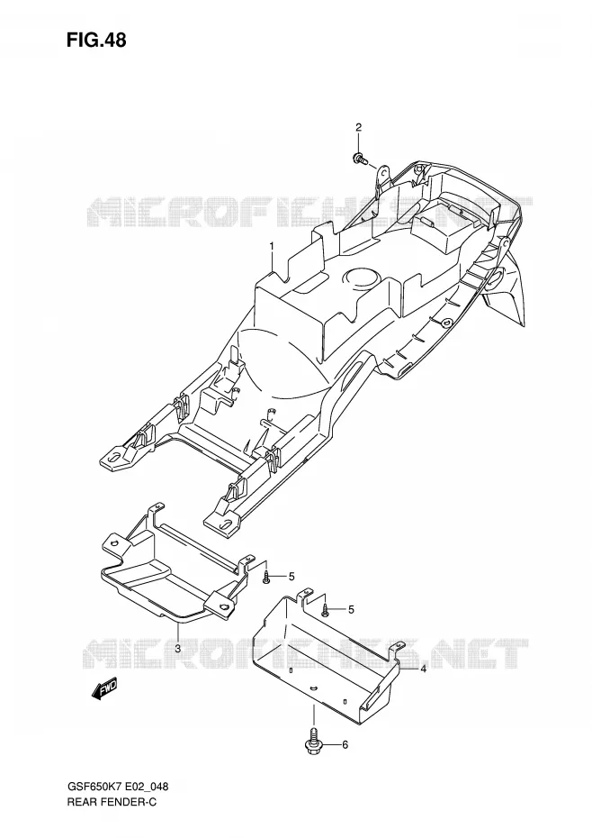 ACHTERSPATBORD Suzuki MOTO 650 BANDIT 2008  GSF650UK8(E2)