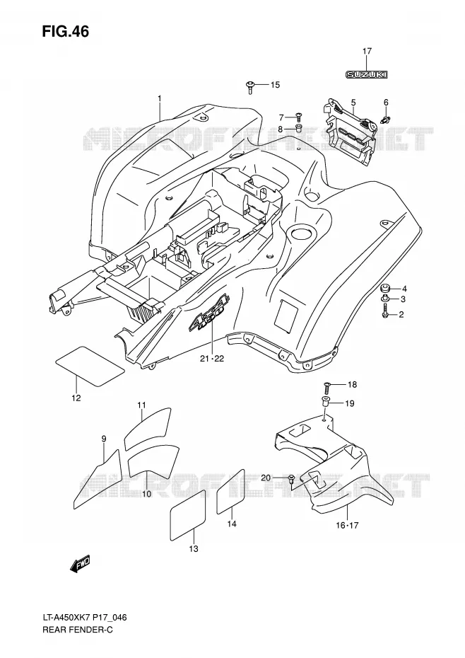 ACHTERSPATBORD Suzuki QUAD 450 KINGQUAD 2007  LT-A450XK7(P17)