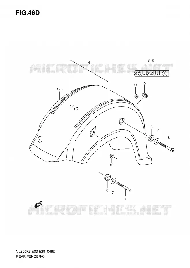 ACHTERSPATBORD (VL800TK8) Suzuki MOTO 800 VOLUSIA 2006  VL800TK6(E3/E28)