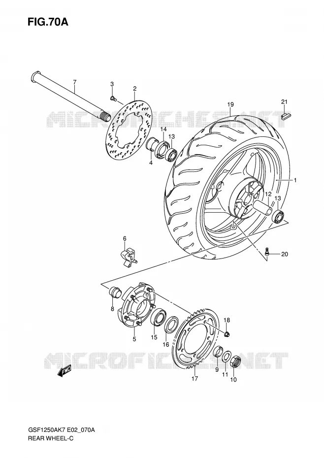 ACHTERWIEL (GSF1250K7/SK7/K8/SK8/K9/SK9/SL0) Suzuki MOTO 1250 BANDIT-S 2007  GSF1250SK7(E2)