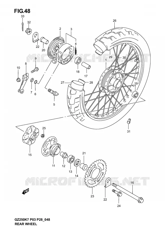 ACHTERWIEL Suzuki MOTO 250 MARAUDER 2007  GZ250K7(P3)