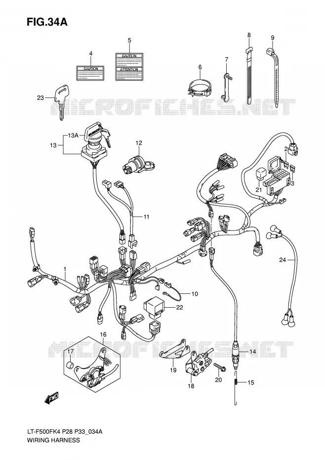 BEDRADING (MODEL K6/K7) Suzuki QUAD 500 VINSON 2006  LT-F500FK6(P28/P33)