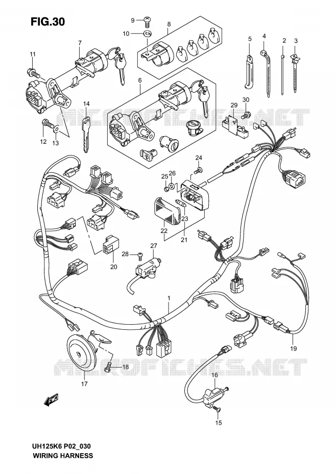 BEDRADING (MODELE K2/K3) Suzuki SCOOTER 125 BURGMAN 2002  UH125K2(P2)