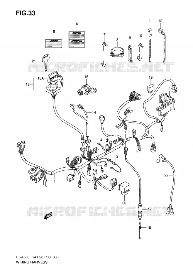 BEDRADING (MODELE K4/K5) Suzuki QUAD 500 VINSON 2006  LT-A500FK6(P28/P33)