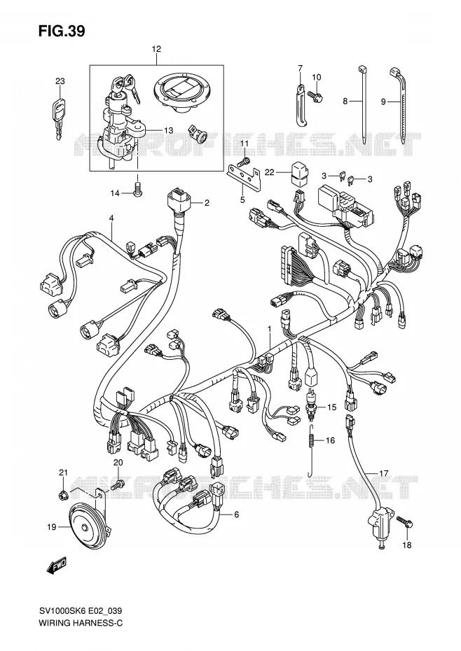 BEDRADING (SV1000S/S1/S2) Suzuki MOTO 1000 SV 2007  SV1000K7(E2)