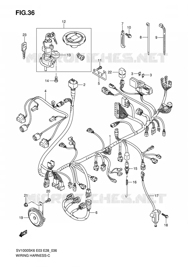 BEDRADING (SV1000S) Suzuki MOTO 1000 SV 2006  SV1000SK6(E3/E28)