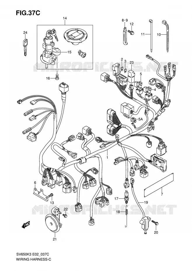 BEDRADING (SV650AK7/UAK7) Suzuki MOTO 650 SV-S 2006  SV650SUK6(E2)