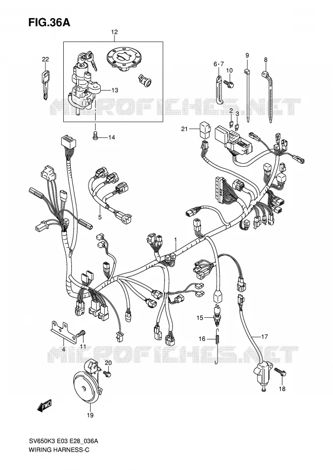 BEDRADING (SV650K5/K6) Suzuki MOTO 650 SV-S 2006  SV650K6/SK6(E3/E28)