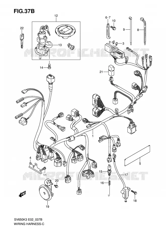 BEDRADING (SV650K7/SV650UK7) Suzuki MOTO 650 SV 2005  SV650UK5(E2)