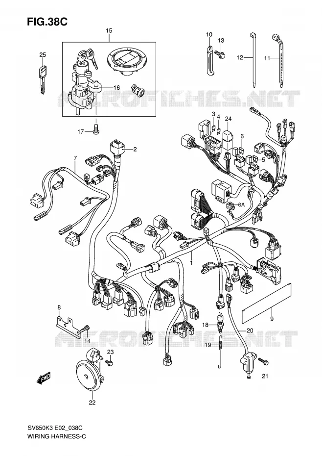 BEDRADING (SV650SAK7/SUAK7) Suzuki MOTO 650 SV-S 2005  SV650SUK5(E2)