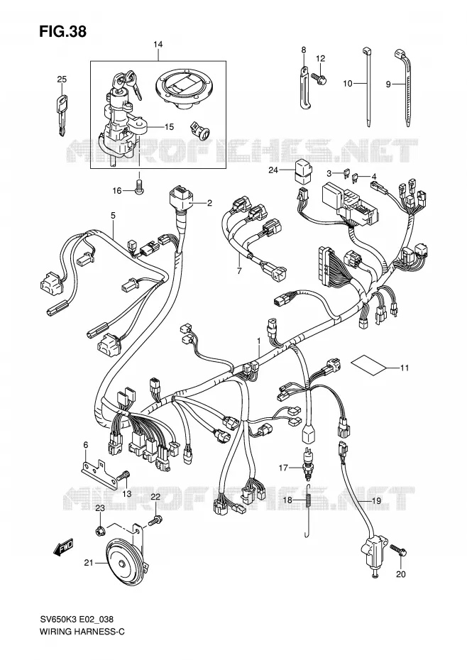 BEDRADING (SV650SK3/SK4/SUK3/SUK4) Suzuki MOTO 650 SV-S 2007  SV650SUK7(E2)