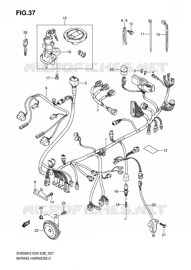 BEDRADING (SV650SK3/SK4) Suzuki MOTO 650 SV 2005  SV650K5/SK5(E3/E28)