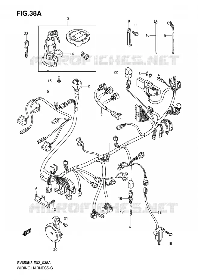 BEDRADING (SV650SK5/SK6/SUK5/SUK6) Suzuki MOTO 650 SV 2003  SV650UK3(E2)