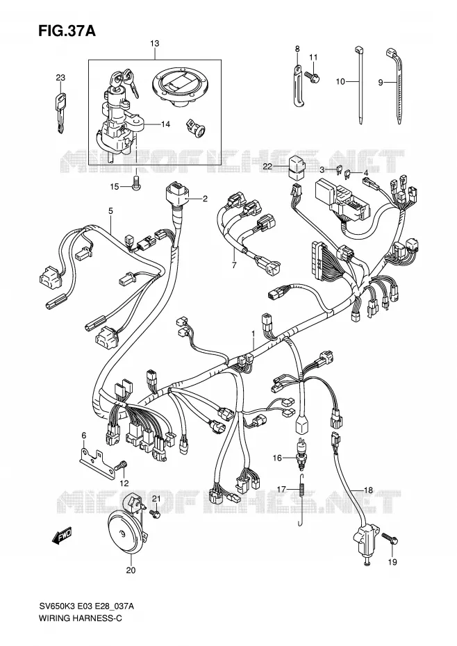BEDRADING (SV650SK5/SK6) Suzuki MOTO 650 SV 2003  SV650K3/SK3(E3/E28)