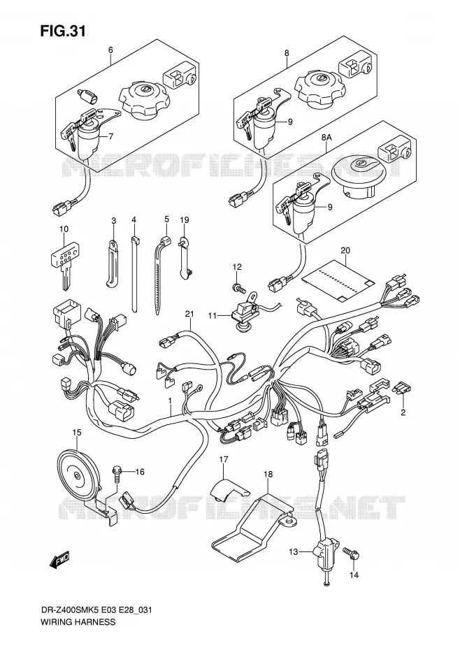 BEDRADING Suzuki MOTO 400 DR-Z 2007  DR-Z400SMK7(E3/E28)