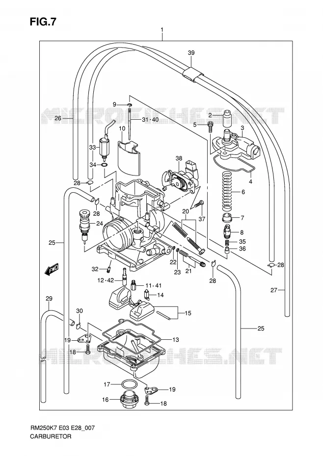 CARBURATOR Suzuki MOTO 250 RM 2008  RM250K8(E3/E28)