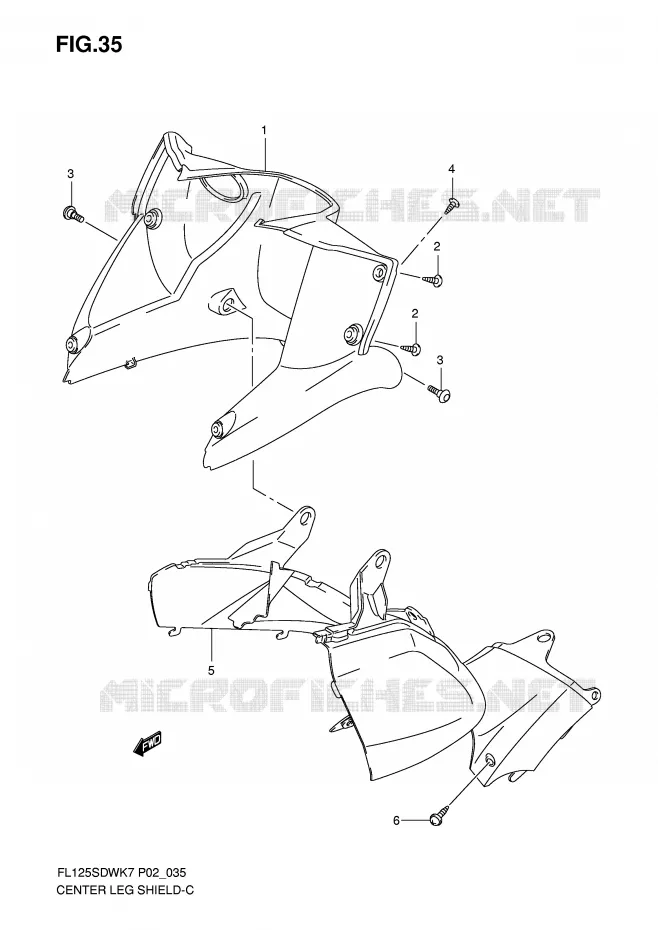 CENTRAL LEG SHIELD Suzuki SCOOTER 125 FL 2007  FL125SDWK7(P2)