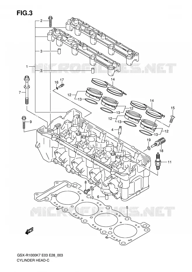 CILINDERKOP Suzuki MOTO 1000 GSX-R 2007  GSX-R1000K7(E28)