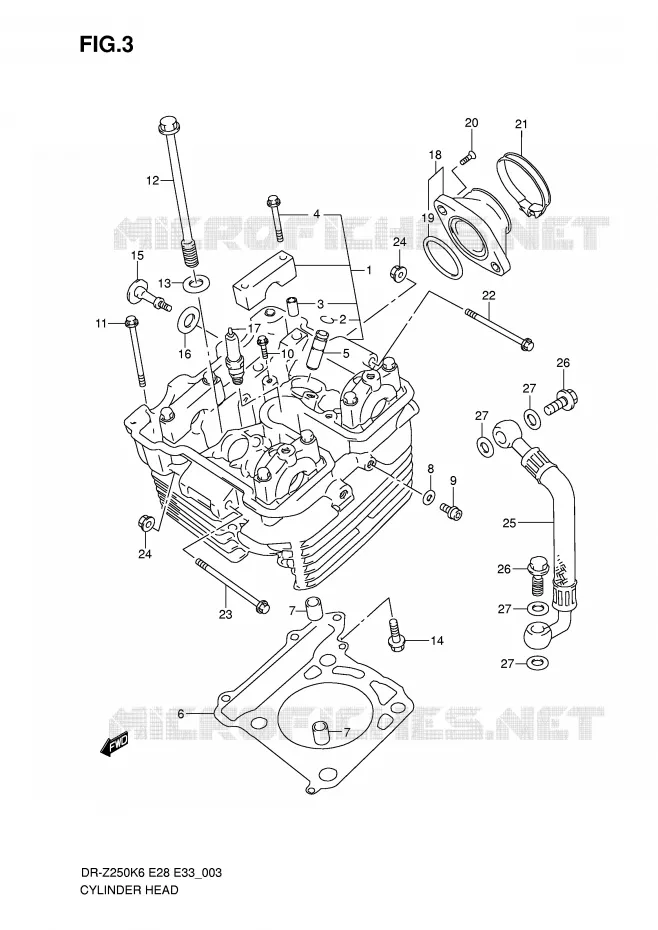 CILINDERKOP Suzuki MOTO 250 DR-Z 2007  DR-Z250K7(E28/E33)