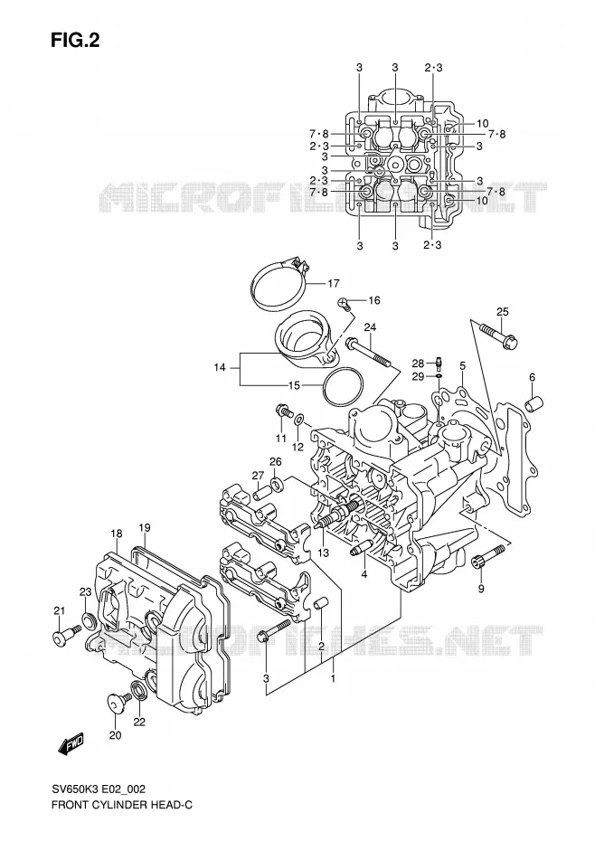 FRONT CILINDERKOP (MODEL K3/K4/K5/K6) Suzuki MOTO 650 SV-S 2003  SV650SUK3(E2)