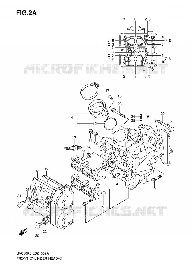 FRONT CILINDERKOP (MODEL K7) Suzuki MOTO 650 SV-S 2004  SV650SK4(E2)
