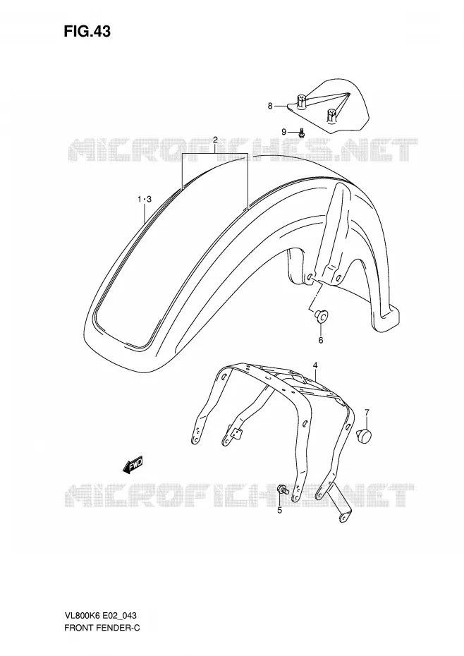FRONT FENDER (MODEL K6/K7) Suzuki MOTO 800 VOLUSIA 2007  VL800CUEK7(E2)