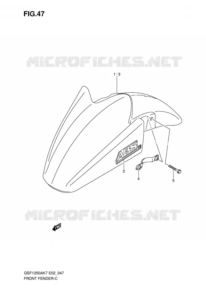 FRONT FENDER (MODEL K7/K8) Suzuki MOTO 1250 BANDIT-S 2009  GSF1250SK9(E2)