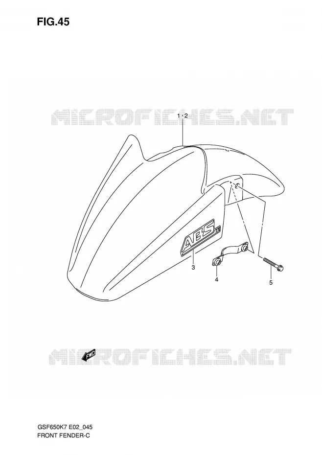 FRONT FENDER (MODEL K7) Suzuki MOTO 650 BANDIT 2007  GSF650K7(E19)