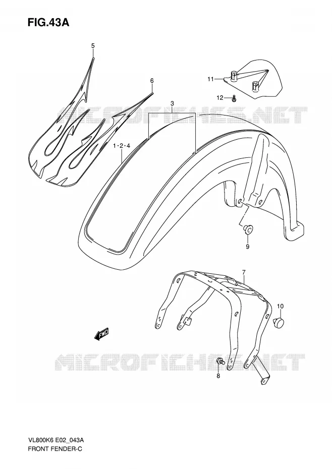 FRONT FENDER (MODEL K8) Suzuki MOTO 800 VOLUSIA 2008  VL800CUEK8(E2)