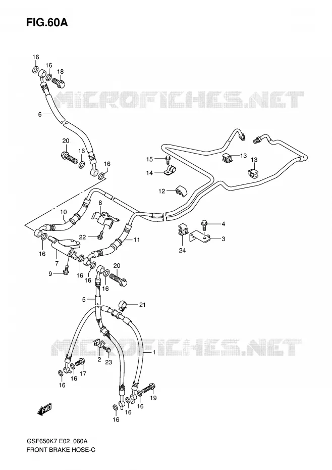 FRONT REMSLANG (GSF650AK7/UAK7/SAK7/SUAK7/AK8/UAK8/SAK8/SUAK8) Suzuki MOTO 650 BANDIT 2008  GSF650UAK8(E2)