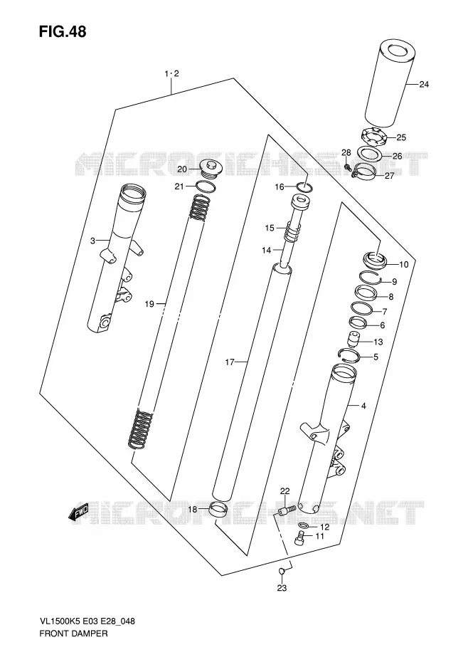 FRONT SCHOKDEMPER Suzuki MOTO 1500 BOULEVARD 2007  VL1500TK7(E3/E28)