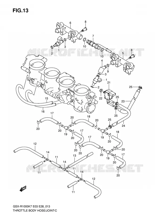 GASKLEPHUIS SLANG / JOINT Suzuki MOTO 1000 GSX-R 2008  GSX-R1000 K8 (E28)