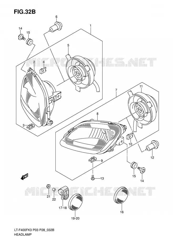 KOPLAMP (MODEL K6/K7) Suzuki QUAD 400 EIGER 2006  LT-F400FK6(P3/P28)