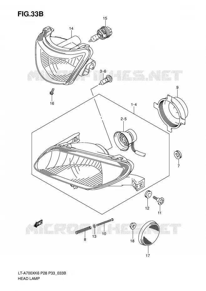 KOPLAMP (MODEL K7) Suzuki QUAD 700 KINGQUAD 2007  LT-A700XK7(P28/P33)