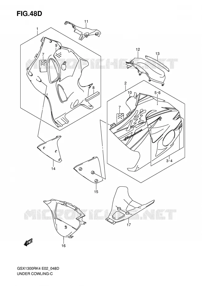 ONDER COWLING (MODEL K7 FOR CZZ) Suzuki MOTO 1300 HAYABUSA 2004  GSX1300RU2K4(E2)