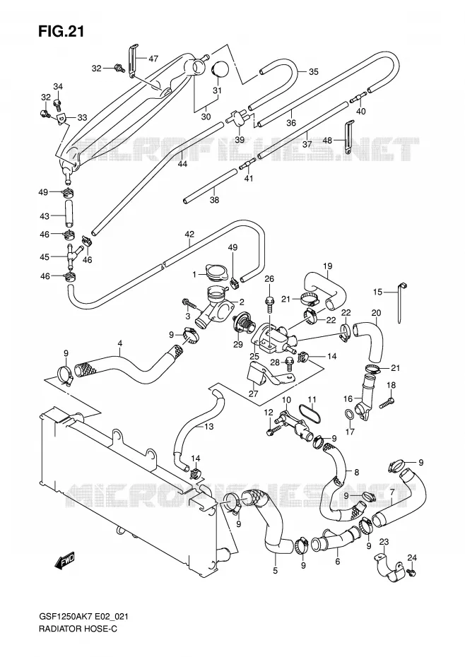 RADIATOR SLANG Suzuki MOTO 1250 BANDIT-S 2009  GSF1250SK9(E2)