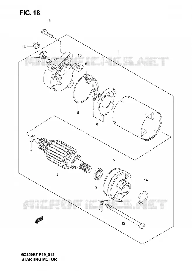 STARTMOTOR Suzuki MOTO 250 MARAUDER 2007  GZ250K7(P19)