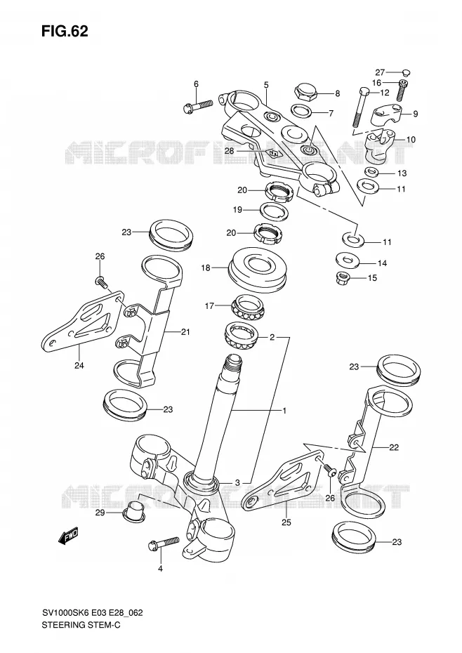 STUURKOLOM (SV1000K6) Suzuki MOTO 1000 SV 2007  SV1000SK7(E3/E28)