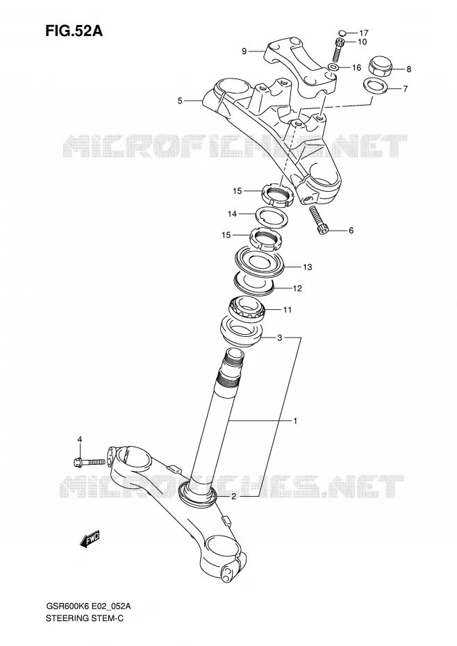 STUURKOLOM (VOIR NOTE) Suzuki MOTO 600 GSR 2010  GSR600L0(E2)