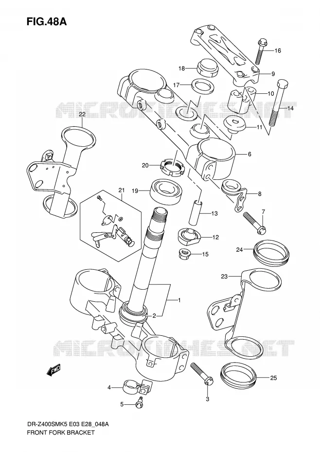 STUURPEN (MODEL K7/K8/K9) Suzuki MOTO 400 DR-Z 2007  DR-Z400SMK7(E3/E28)