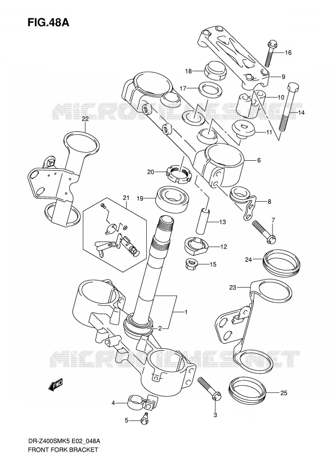 STUURPEN (MODEL K7/K8/K9) Suzuki MOTO 400 DR-Z 2009  DR-Z400SMK9(E2)