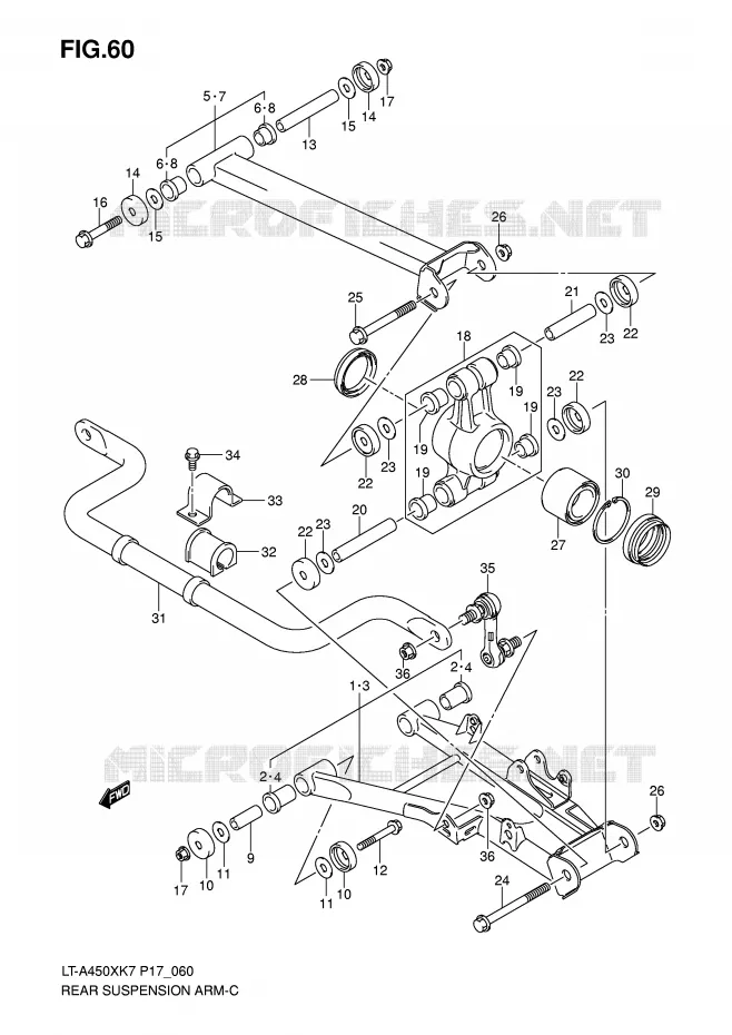SWINGARM (MODEL K7) Suzuki QUAD 450 KINGQUAD 2010  LT-A450XL0(P17)