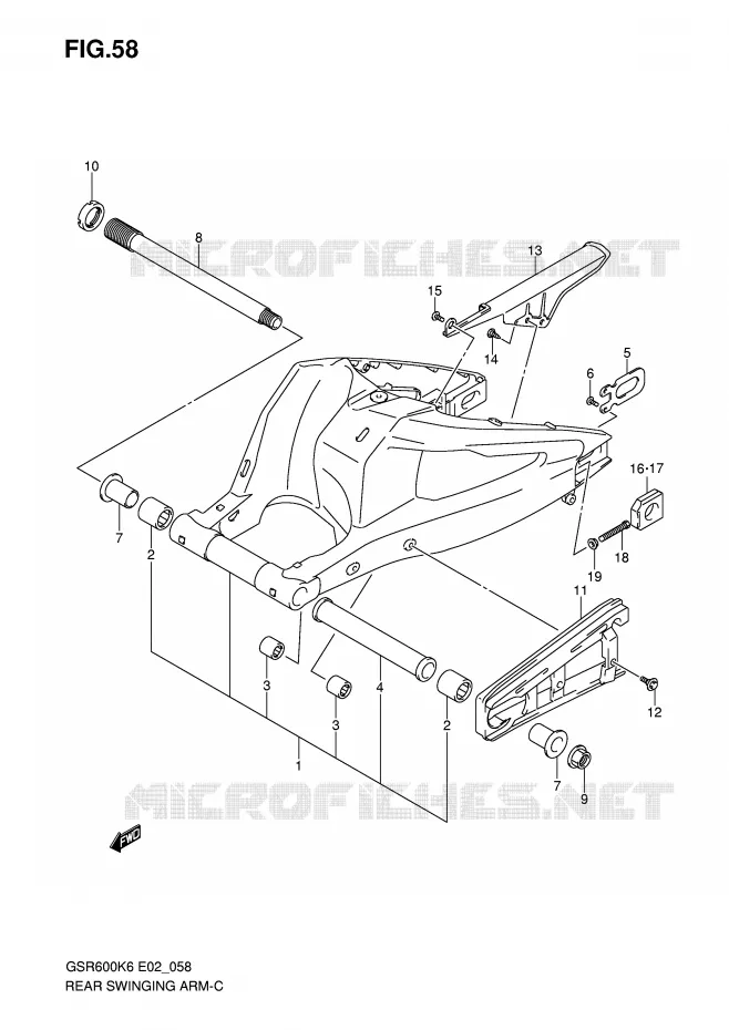 SWINGARM Suzuki MOTO 600 GSR 2007  GSR600UK7(E2)