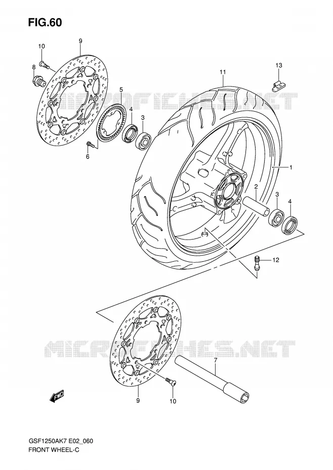 VOORWIEL (GSF1250AK7/SAK7/AK8/SAK8/AK9/SAK9/SAZK9/SAL0) Suzuki MOTO 1250 BANDIT-S 2007  GSF1250SAK7(E2)