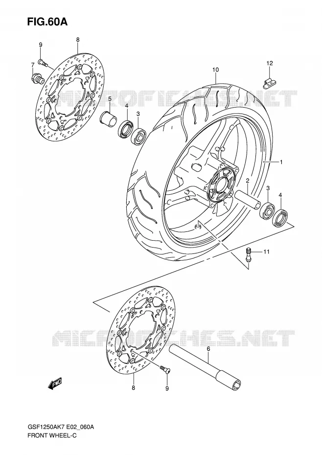 VOORWIEL (GSF1250K7/SK7/K8/SK8/K9/SK9/SL0) Suzuki MOTO 1250 BANDIT-S 2010  GSF1250SAL0(E2)