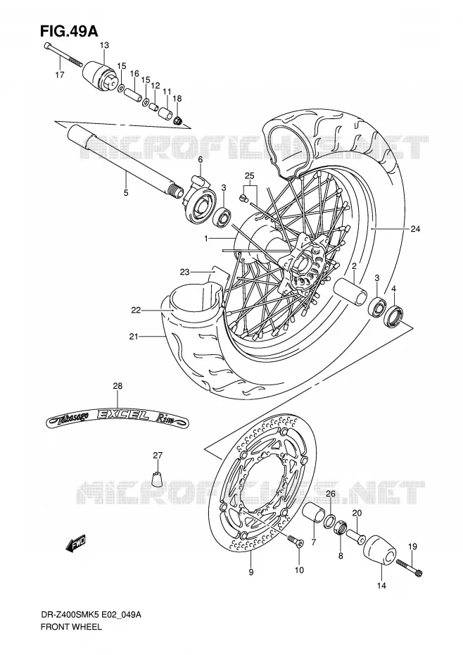 VOORWIEL (MODEL K7/K8/K9) Suzuki MOTO 400 DR-Z 2006  DR-Z400SMUK6(E2)